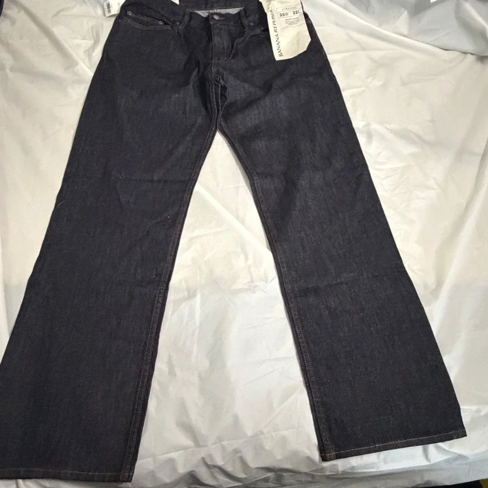 Banana Republic Mens Straight Fit Jeans 35x32 Dark Wash Indigo Classic Denim